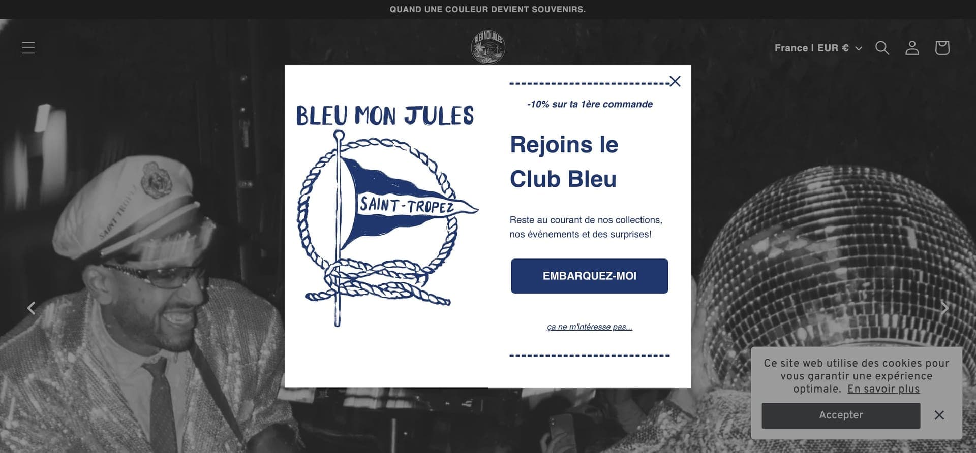 Bleu Mon Jules website built by Sonho