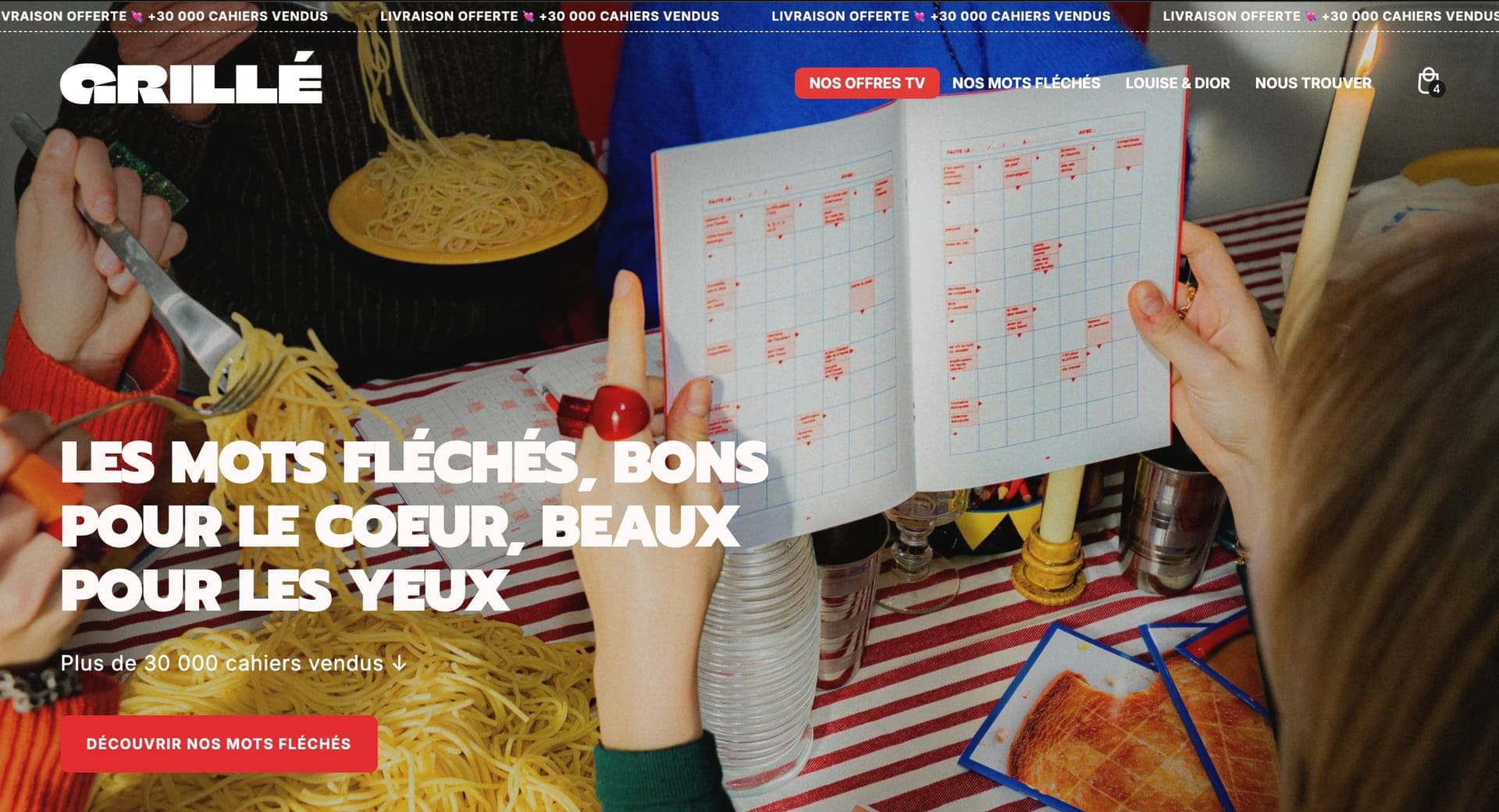 Page d'accueil Grillé livrée par Sonho