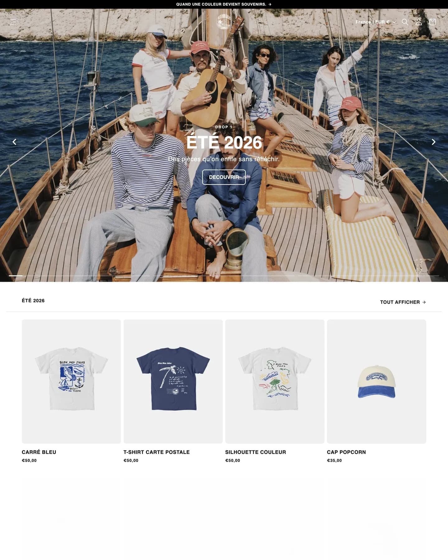 Bleu Mon Jules - aperçu du site - écran 2