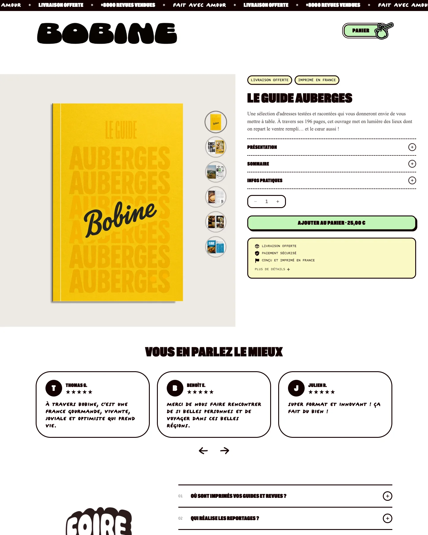 Bobine Magazine - aperçu du site - écran 1