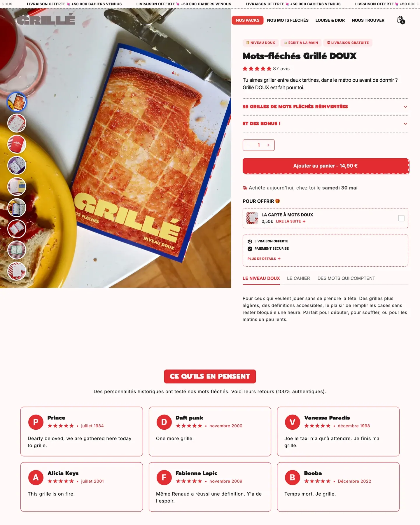 Grillé - site preview - écran 1