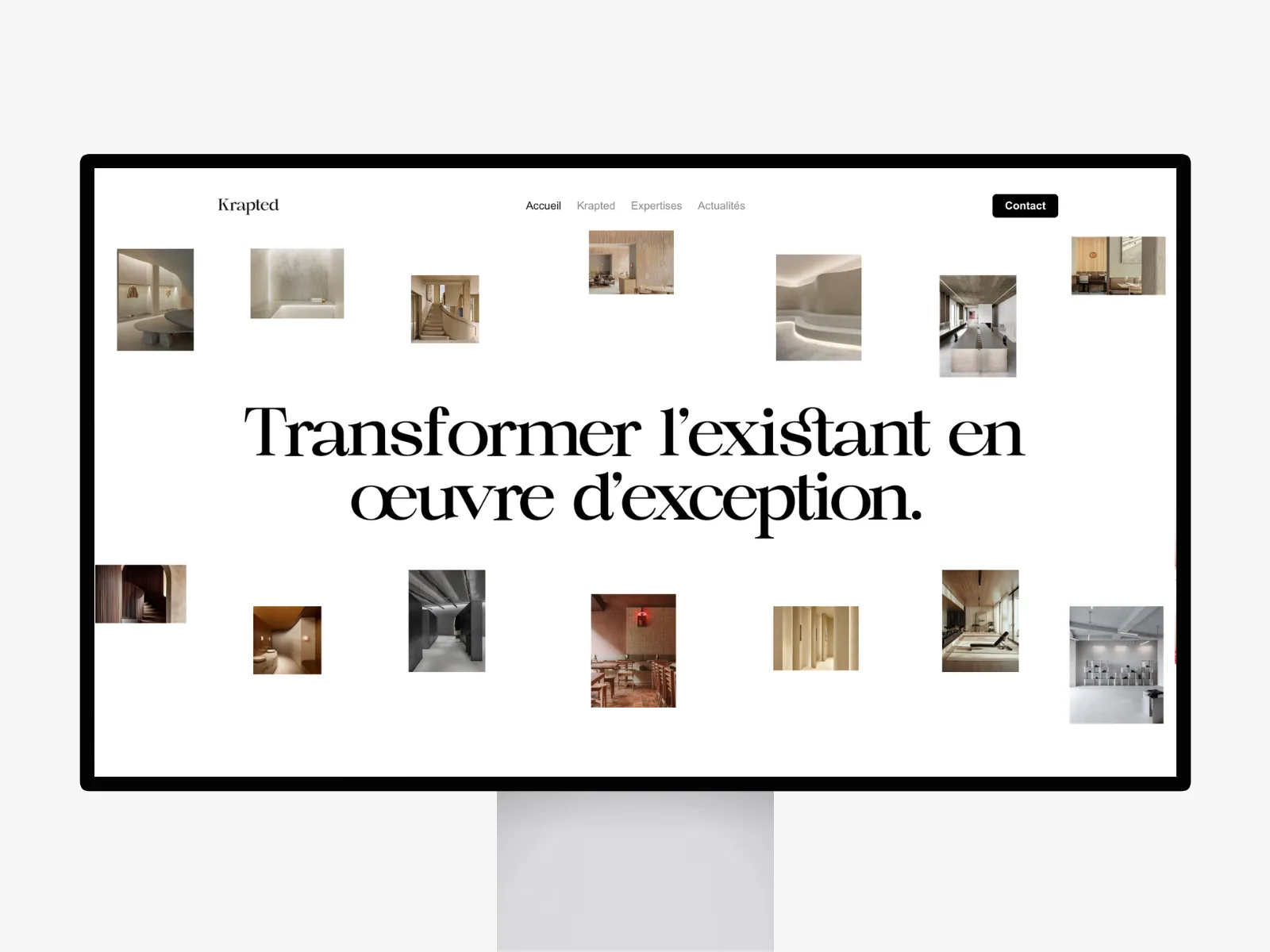 Krapted website delivered by Sonho - editorial hero on an iMac screen