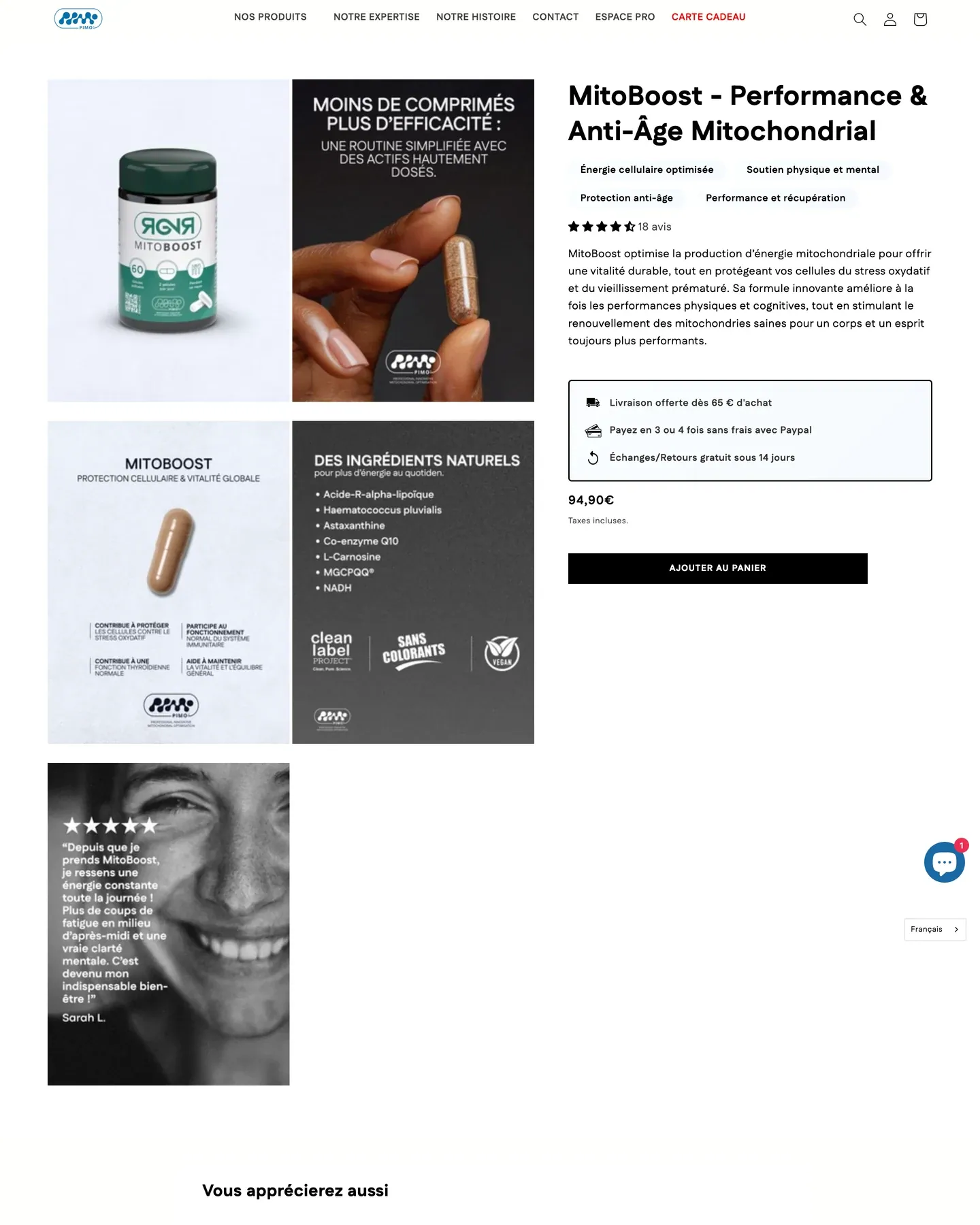 Pimo Care - site preview - écran 3